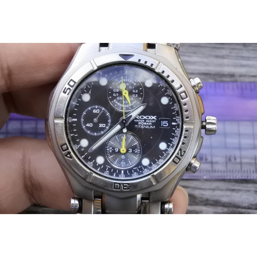 นาฬิกา Vintage มือสองญี่ปุ่น Alba Roox Titanium Chronograph 7T92 0FJ0 ผู้ชาย ระบบ Quartz ทรงกลม 45mm