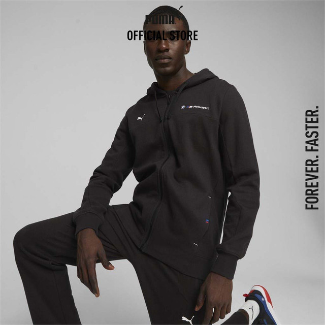 PUMA AUTO - เสื้อแจ็คเก็ตมีฮู้ดผู้ชาย BMW M Motorsport สีดำ - 62122101