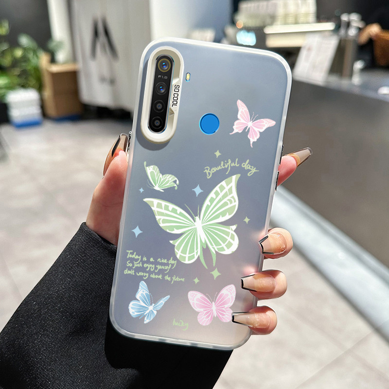 เคสสำหรับ Realme 5 5i 5s 6i C3 C3i เคสใหม่เคสโทรศัพท์บางเฉียบพร้อมเคสป้องกันซิลิโคนรูปผีเสื้อใส