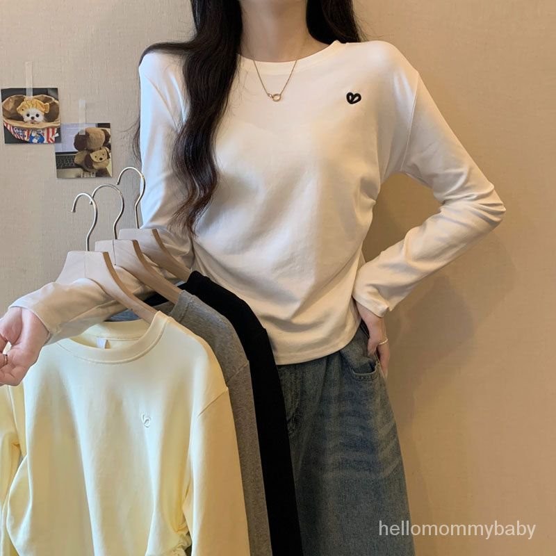 ชุดให้นมบุตร  เสื้อท่อนบน  เสื้อซับในให้นมลูก เรียบง่าย แขนยาว T เสื้อ  ใส่ด้านในหลังคลอด  ทำให้ดูผอมเพรียว ชุดให้นมสำหร