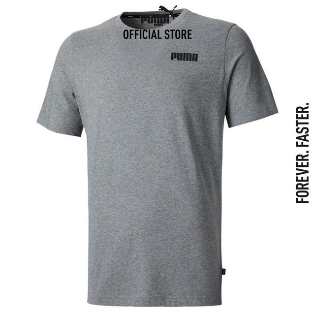 PUMA BASICS - เสื้อยืดคอกลมผู้ชาย Essentials Small Logo Tee สีเทา - 84722503