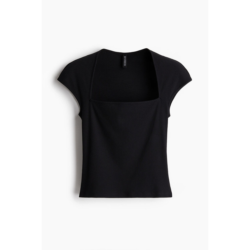 H&M Women Square-neck ribbed top 1256445_1