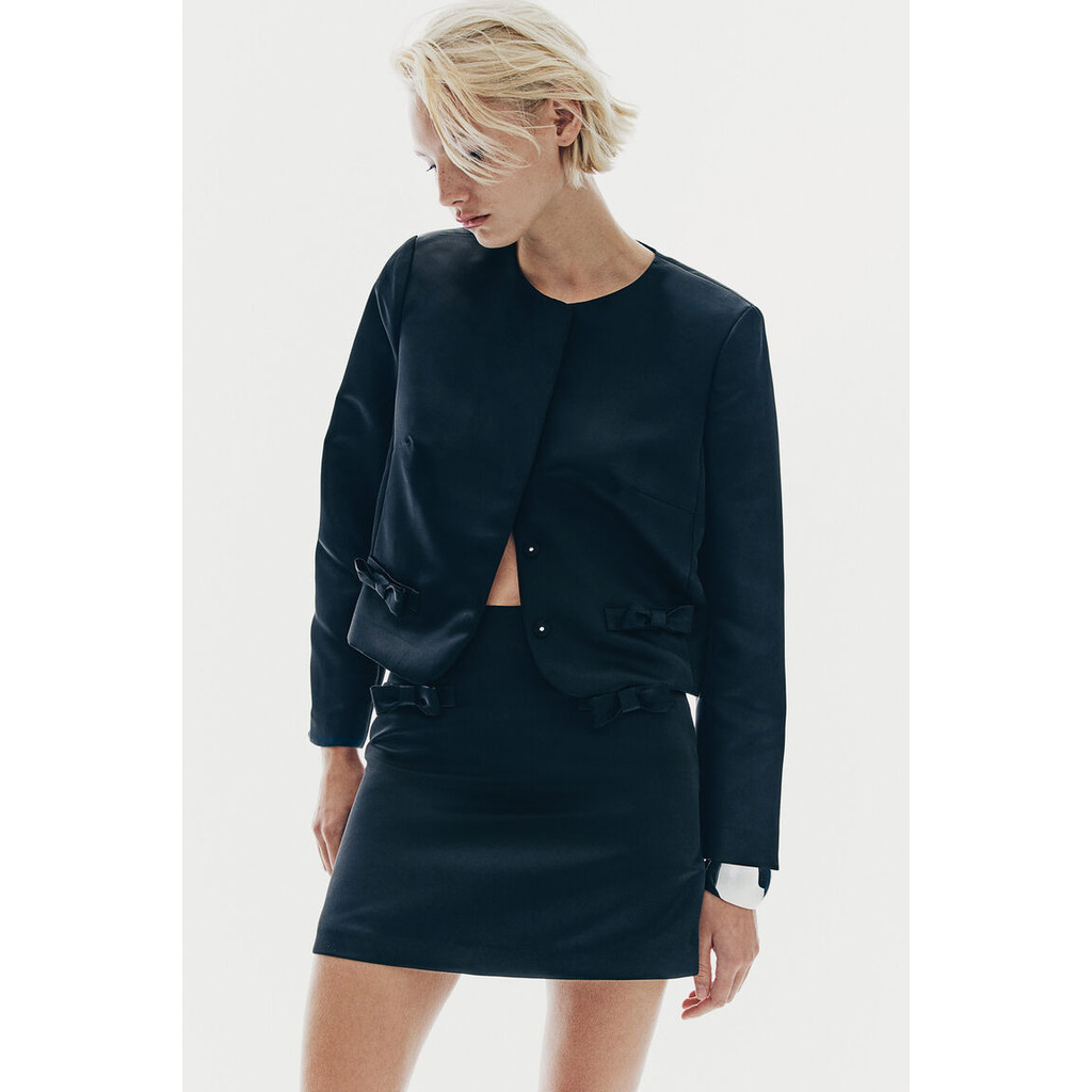 H&M Women Bow-detail satin mini skirt 1258264_1