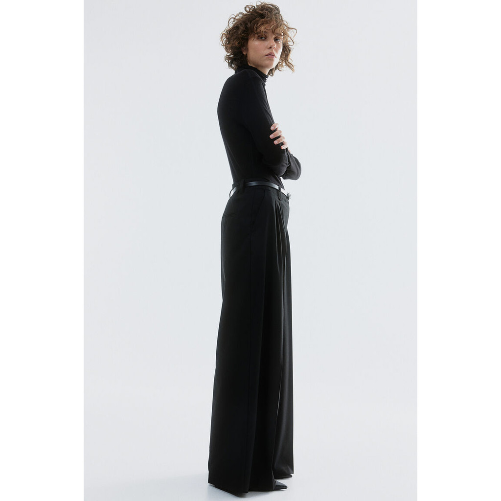 H&M Women Wide twill trousers 1251579_1
