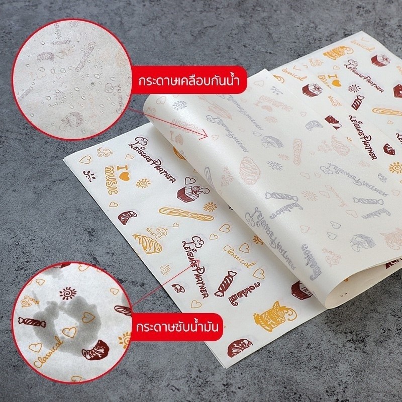 MAYA Coffee กระดาษห่อเบอร์เกอร์ (100ใบ/แพ็ค) ห่อแซนวิช ห่ออาหาร และรองอาหาร ขนาด 28.5×29.5 ซม. Food grade FNKL - รูปที่ 6