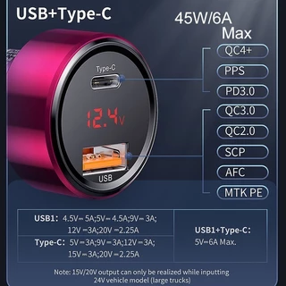 Baseus Magic Series PPS digital display (Type-c PD+QC) Intelligent dual quick charging and car charging of 45W