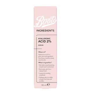 Boots Ingredients Hyaluronic Acid 2% Serum 30 Ml บู๊ทส์ อินกรีเดียนส์ ไฮยาลูโรนิค แอซิด 2% เซรั่ม 30 มล.