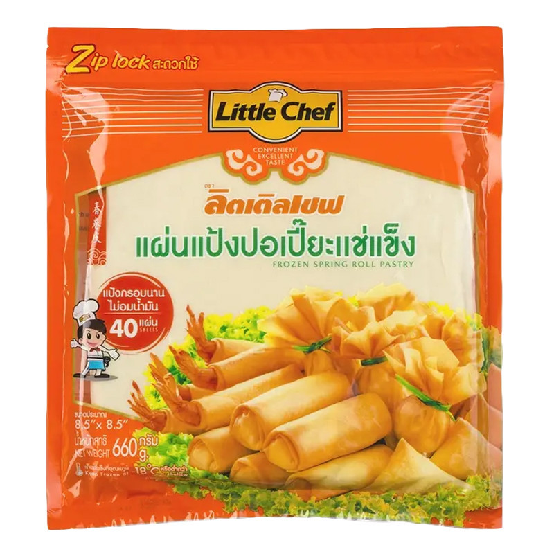 ลิตเติลเชฟ แผ่นแป้งปอเปี๊ยะแช่แข็ง 8.5 นิ้ว 40 แผ่น LITTLE CHEF Frozen Spring Roll Sheet 8.5" 40 sheets