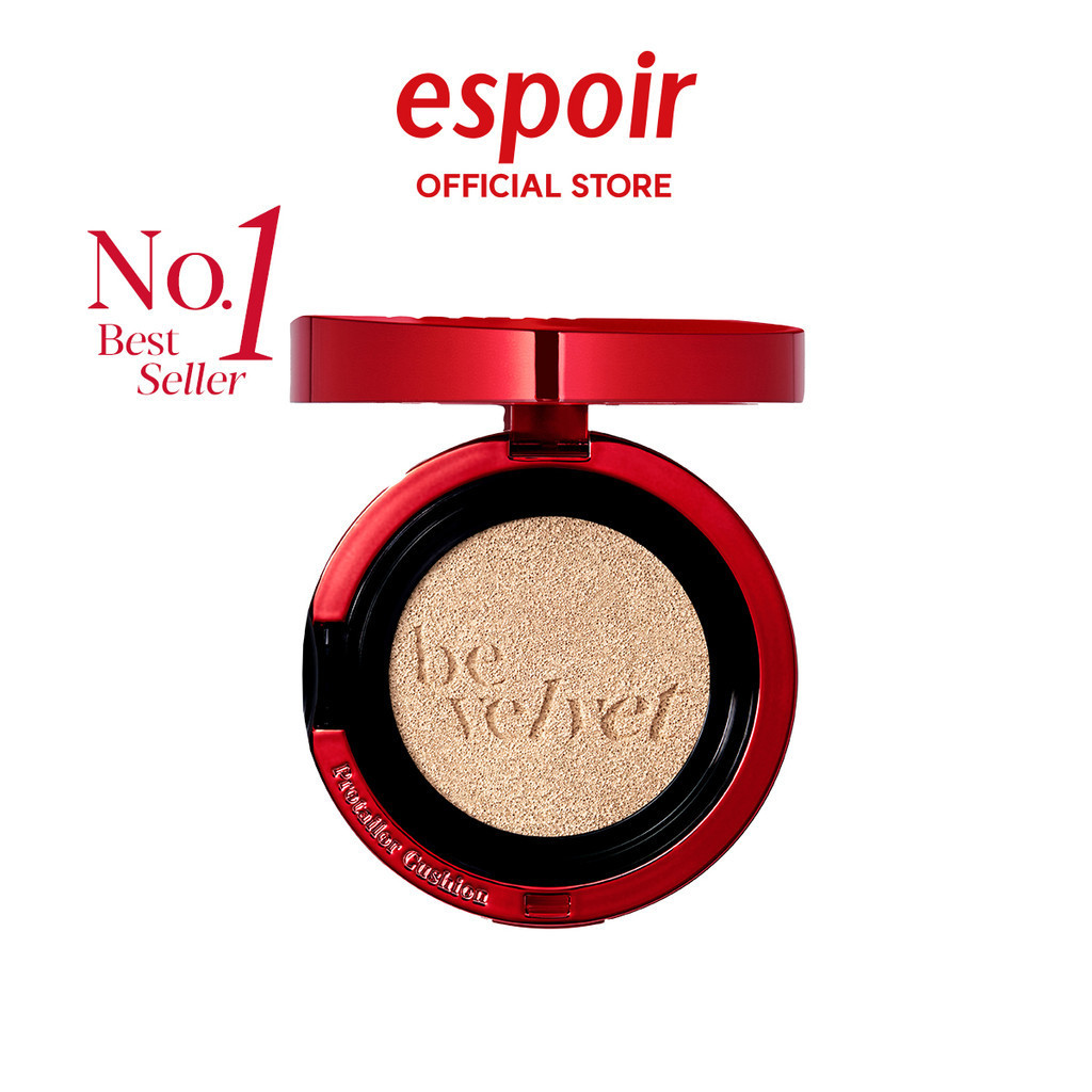 ESPOIR PRO TAILOR BE VELVET CUSHION SPF34 PA++ 13g เอสปัวร์ คุชชั่น ตลับแดง สูตรแมตต์ คุชชั่นวีแกน เนื้อกำมะหยี่ ปกปิด