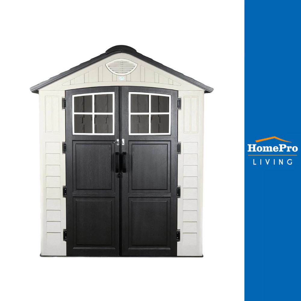 [จัดส่งพร้อมประกอบ] HomePro บ้านเก็บของประตูใส HDPE EVEREST โซล่าเซลล์ LAMP 197x129 ซม. แบรนด์ SPRING