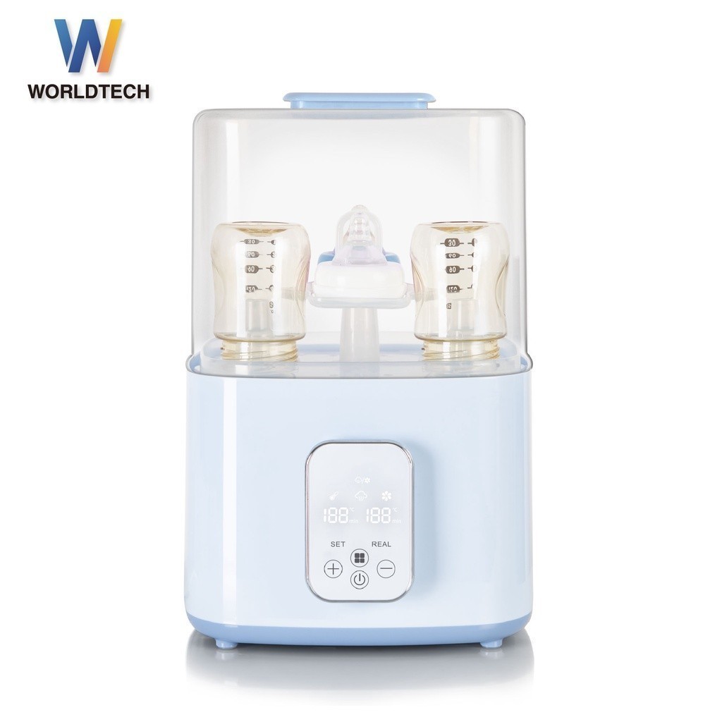 Worldtech รุ่น WT-BS_HB321EA เครื่องนึ่งขวดนมไฟฟ้า 4-in-1 พร้อมอบแห้ง ฆ่าเชื้อขวดนม จุได้ถึง 6 ขวด