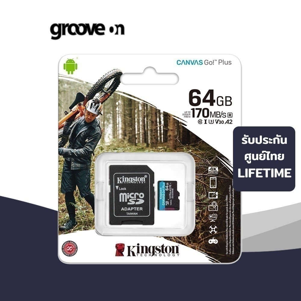 [แท้ พร้อมส่ง] Kingston 64GB Canvas Go! Plus MicroSD Full HD & 4K UHD 170MB/s Read Memory Card + SD Adapter (SDCG3/64GB)