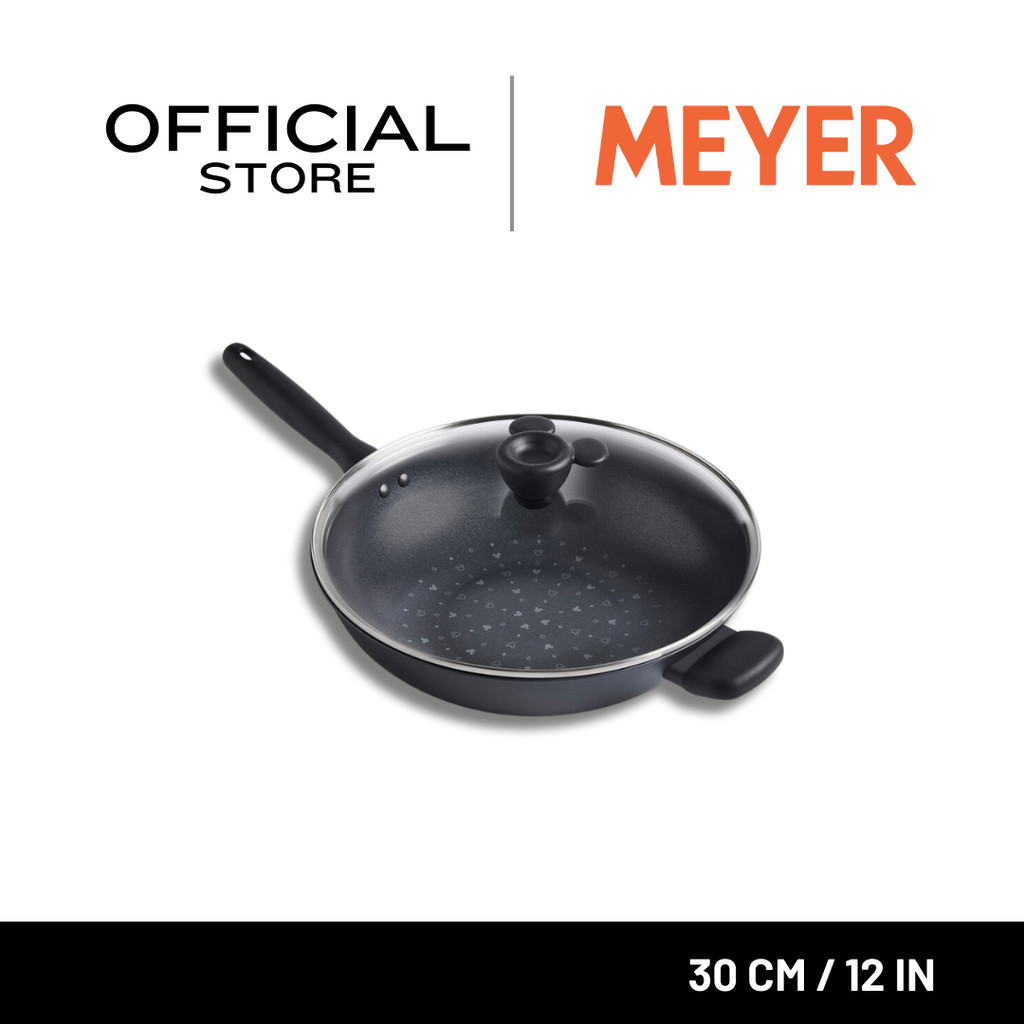 DISNEY MONOCHROME กระทะก้นลึกพร้อมฝาแก้ว MEYER ขนาด30ซม./12 นิ้ว Stirfry ลายมิคกี้เมา ส์ลิขสิทธิ์แท้ (18238-T)