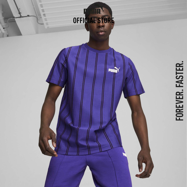 PUMA BASICS - เสื้อยืดผู้ชายลายกราฟิก PUMA SPORTS CLUB สีฟ้า 68186227