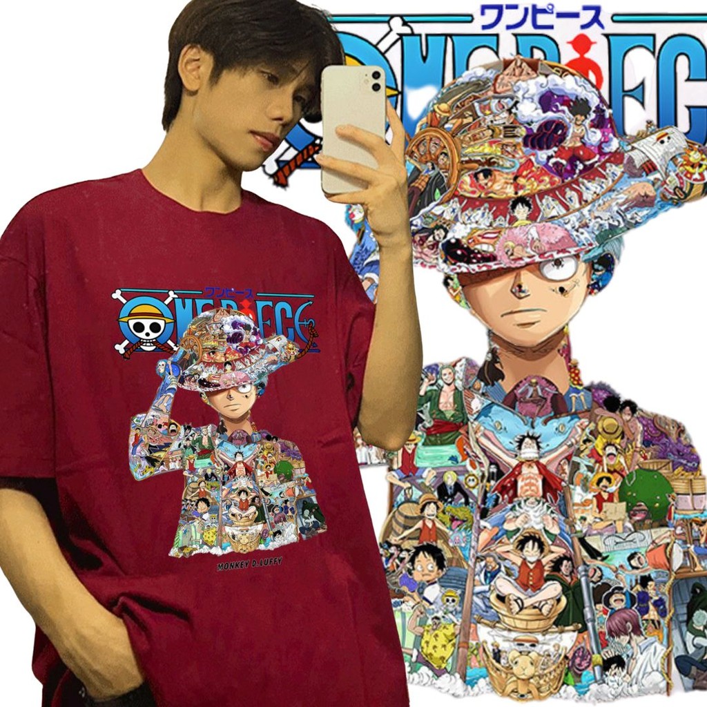 Y-T Flash Sale เสื้อยืดลูฟี่ คุณภาพสูง เสื้อยืดแขนสั้น สวมใส่สบาย ผ้าฝ้ายแท้ แอนิเมชั่นญี่ปุ่น
