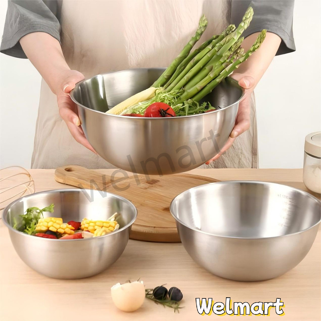 welmart ชามผสมสแตนเลส มีปริมาตรวัด 3ขนาด (700ML/1200ML/2000ML) อุปกรณ์เบเกอรี่