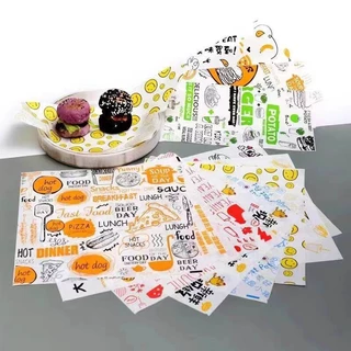 welmart กระดาษห่อเบอร์เกอร์ (100ใบ/แพ็ค) ห่อแซนวิช ห่ออาหาร และรองอาหาร ขนาด 28.5×29.5 ซม. Food grade