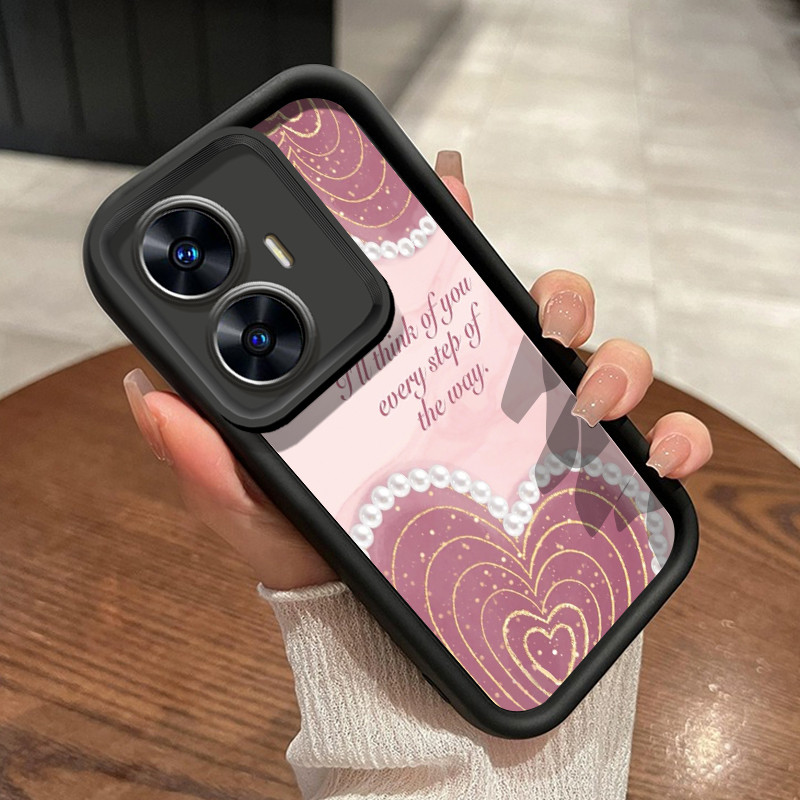 เคสสำหรับ Realme C55 Realme Narzo N55 เคสป้องกันโทรศัพท์ตกลายผู้หญิงสีชมพู