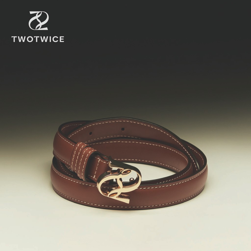 Twotwice - Old Traditional Belt - เข็มขัดหนังแท้ หัวเข็มขัดโลโก้แบรนด์