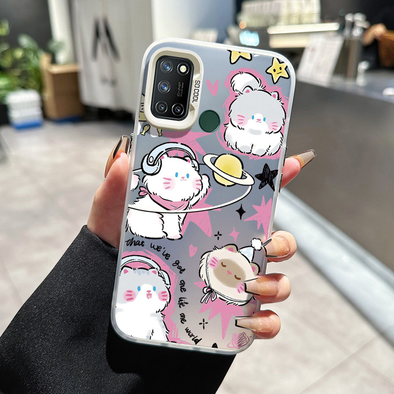 เคสสำหรับ Realme 7i C17 เคสป้องกันโทรศัพท์ตกซิลิโคนลายแมวสัตว์เลี้ยงน่ารัก