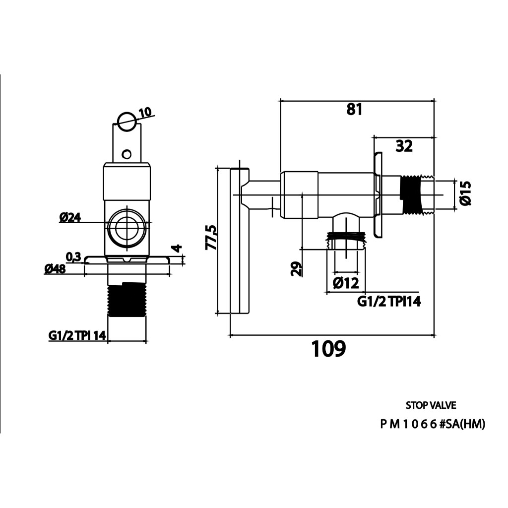 Prema วาล์วเปิด-ปิดน้ำ สำหรับฝักบัวสายอ่อน PM1066#SA(HM) - รูปที่ 2