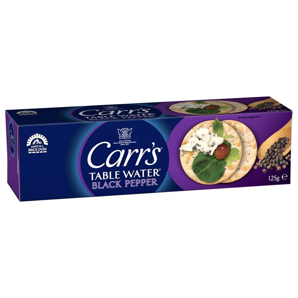 Carr'S Table Water Crackers Black Pepper 125G คาร์แครกเกอร์พริกไทยดำ 125 กรัม