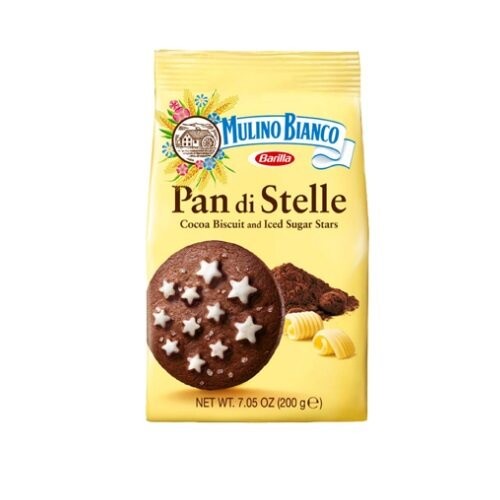 Barilla Mulino Bianco Pan Di Stelle Cocoa Biscuit And Iced Sugar Stars 200G บิสกิต แครกเกอร์ ขนม ขนม