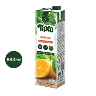 TIPCO น้ำส้มสีทอง Sithong Orange juice 100% ขนาด 1000 มล. x 12 กล่อง ยกลัง (1ลัง/12กล่อง)