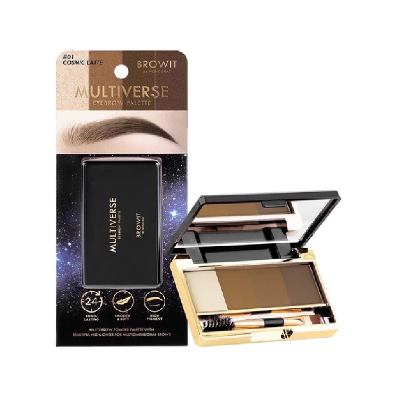 Browit Multiverse Eyebrow Palette บราวอิท มัลติเวิร์ส ที่เขียนคิ้ว + ไฮไลท์ พาเลท เนื้อฝุ่น ขนาด 1กรัม x 4 ช่อง
