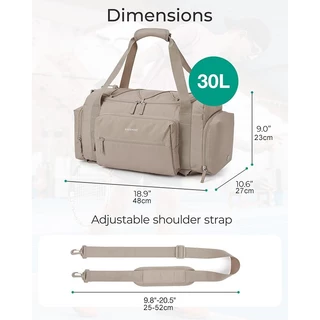 BAGSMART กระเป๋ายิมผู้หญิง 4-IN-1 30L TSA กระเป๋าเดินทางขึ้นเครื่อง กระเป๋าออกกำลังกาย ทนน้ำ มีช่องใส่รองเท้า ช่องใส่ของเปียก