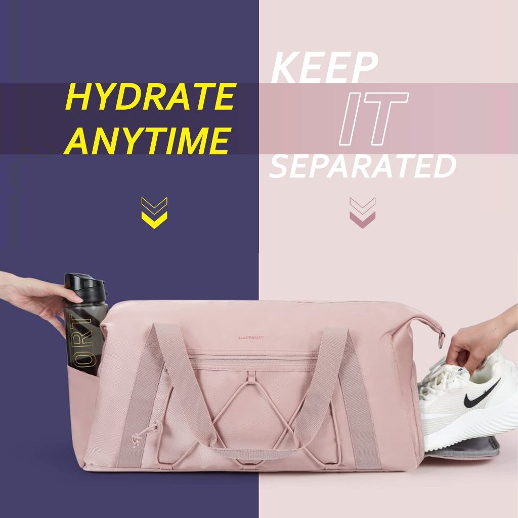 BAGSMART กระเป๋าเดินทาง ความจุขนาดใหญ่ กันน้ำ กระเป๋ายิม แยกเปียกและแห้ง กระเป๋าสะพายเดี่ยว