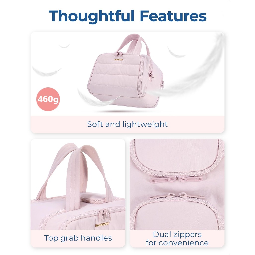 BAGSMART กระเป๋าเครื่องสำอาง กระเป๋าจัดระเบียบ cosmetic bag กระเป๋าใส่อุปกรณ์อาบน้ำ  Travel Organizer Bag