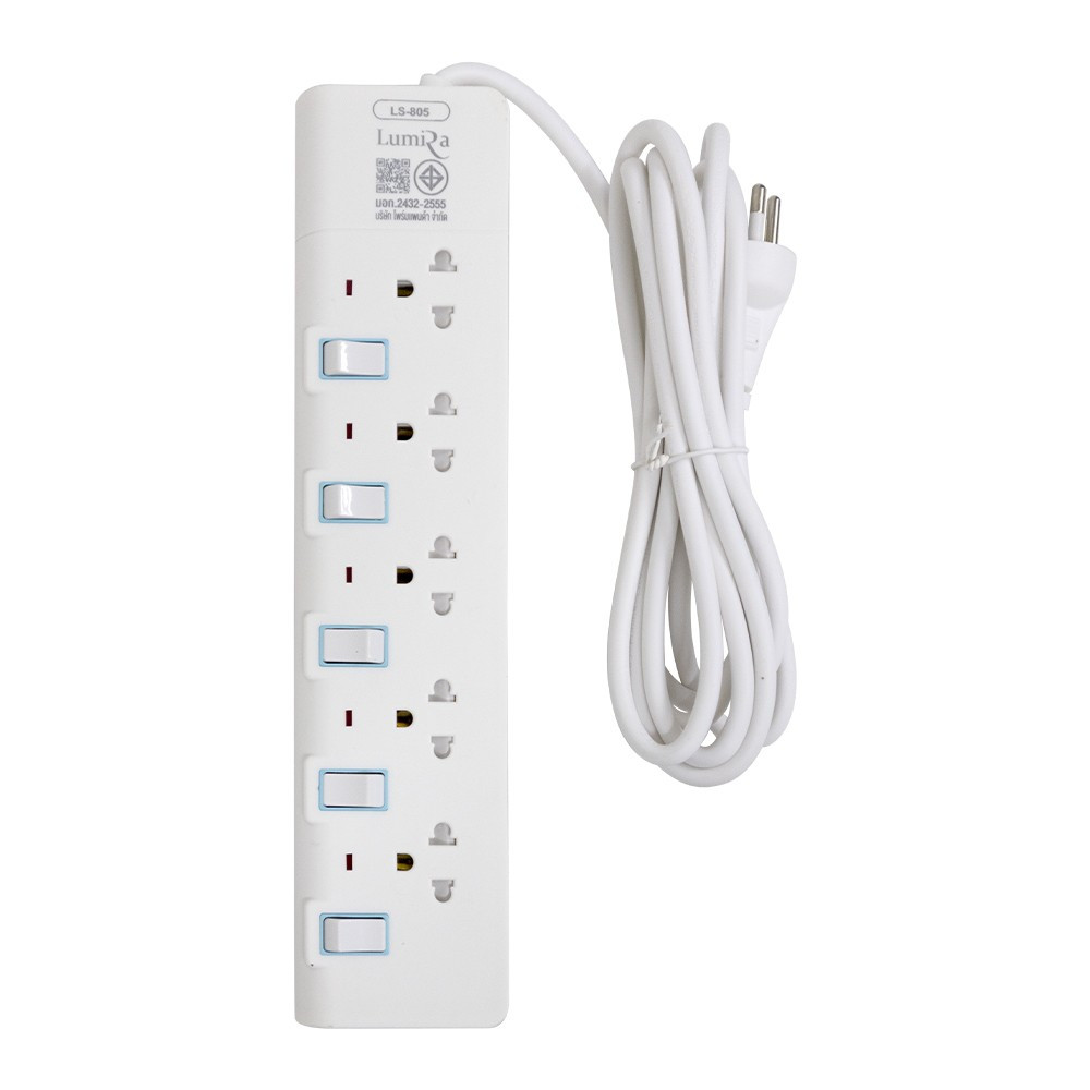 LUMIRA ปลั๊กไฟ 5 สวิตซ์ 5 ช่อง 3M. LS-805 (3Y) (AC7-000864)