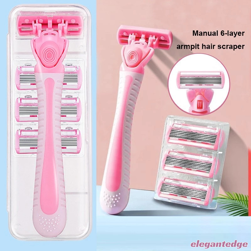 elegantedge Mini Manual Shaver Women 6-layer Blade Shaver Leg Armpit Shaver เครื่องโกนหนวดไม่เจ็บปวด