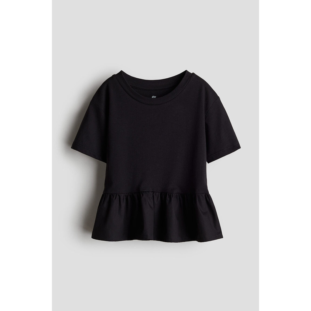 H&M เสื้อ Peplum เด็กผู้หญิง คอตตอน 100% แขนสั้น คอเสื้อกลม