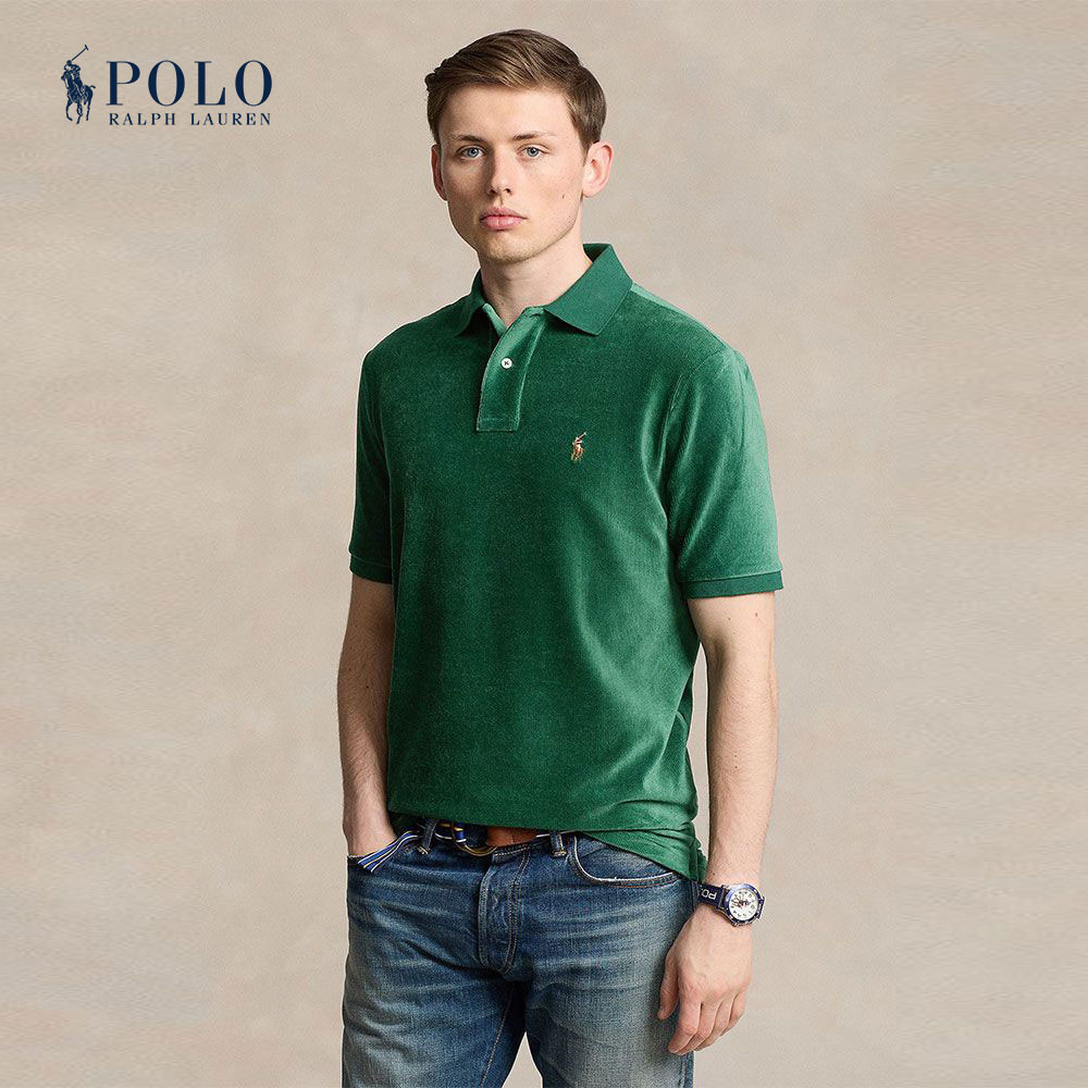 Polo Ralph Lauren เสื้อโปโลผู้ชาย Classic Fit Knit Corduroy Polo Shirt รุ่น MNPOKNI1N822961 สีเขียว