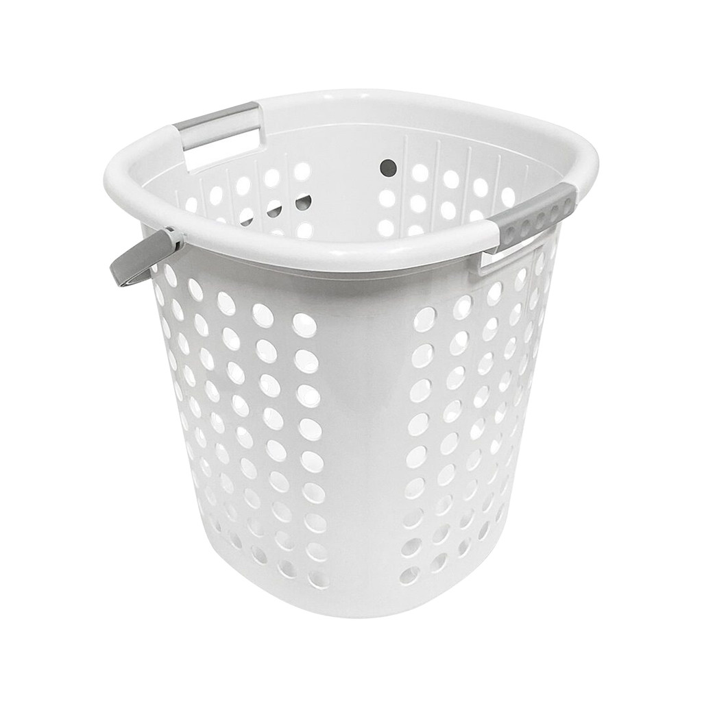 KASSA HOME ตะกร้าผ้าทรงเหลี่ยมสูงมีหูหิ้ว Circle  รุ่น 38219 ขนาด 42.5 x 45 x 44 ซม. สีขาว
