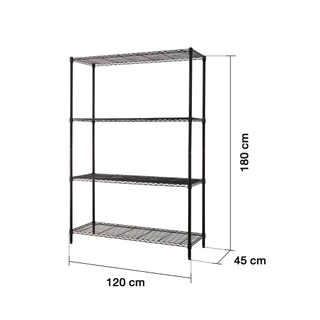 KASSA HOME ชั้นตะแกรงเหล็กอเนกประสงค์ 4 ชั้น Rocky รุ่น A2529-MBK ขนาด 120 x 45 x 180 ซม. สีดำ