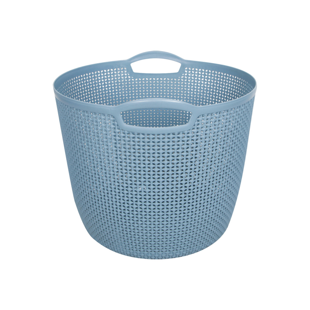 KASSA HOME ตะกร้าผ้ากลมพลาสติกมีหูจับ Size L Stereo รุ่น BA651-XL ขนาด 38 x 33 x 37 ซม. สีฟ้า