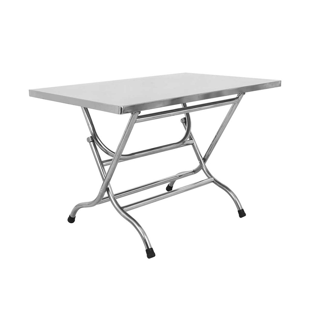 KASSA โต๊ะพับสเตนเลสทรงหลี่ยมขาปีกนก รุ่น 1100000281 ขนาด 113 x 70 x 75 ซม. สีเงิน