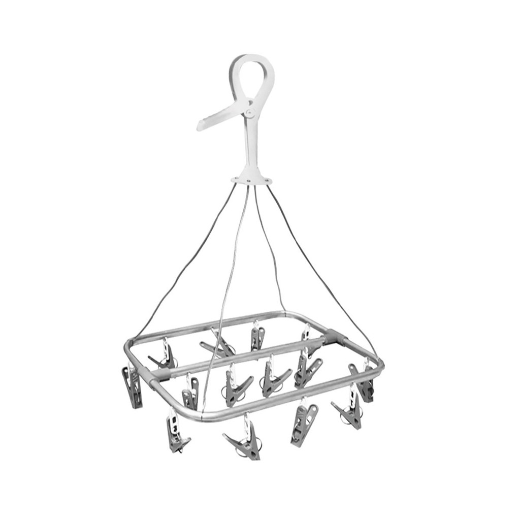 KASSA HOME ห่วงตากผ้าพลาสติก 14 กิ๊บ รุ่น อะลูมิเนียม 14 ขนาด 31 x 3 x 20.5 ซม. สีเทา