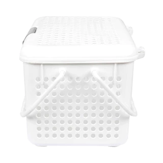 KASSA HOME ตะกร้าอเนกประสงค์ทรงเหลี่ยมพร้อมฝาปิดและหูหิ้ว Circle รุ่น SHC-2540 สีขาว
