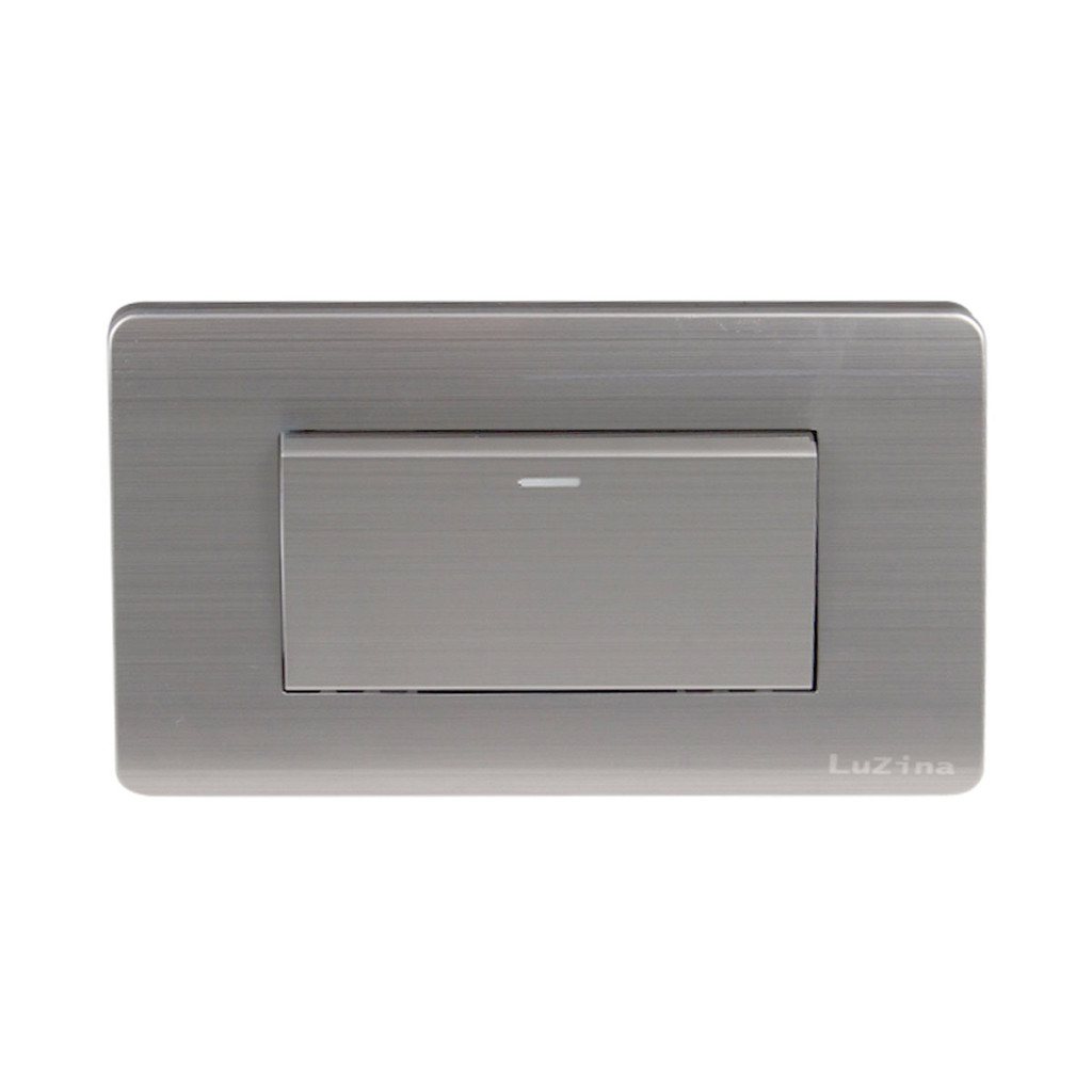 LUZINO ชุดสวิตช์สองทาง 1 ช่อง รุ่น Brush A85-BK01B สีเงิน
