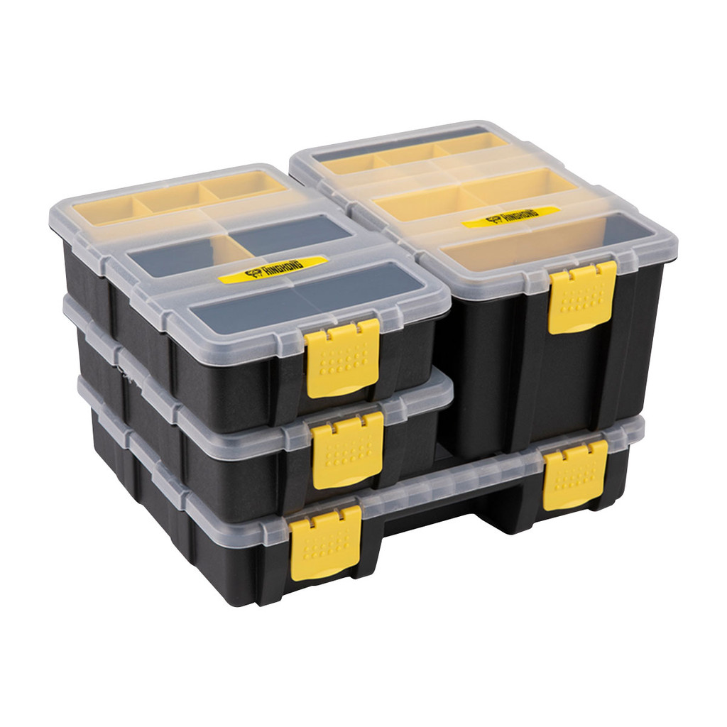 GIANT KINGKONG กล่องใส่อะไหล่พลาสติก รุ่น CF1029 ขนาด 29 x 22 x 18 ซม. (แพ็ก 4 ชิ้น) สีใส - ดำ