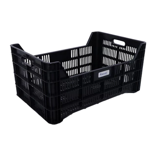 KASSA HOME ลังโปร่งทรงเตี้ยซ้อนได้ รุ่น STW-LM ขนาด 60.5 x 40 x 24.4 ซม. สีดำ