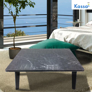 KASSA โต๊ะพับญี่ปุ่นลายหินอ่อน ขนาด 60 x 60 ซม. สีดำ