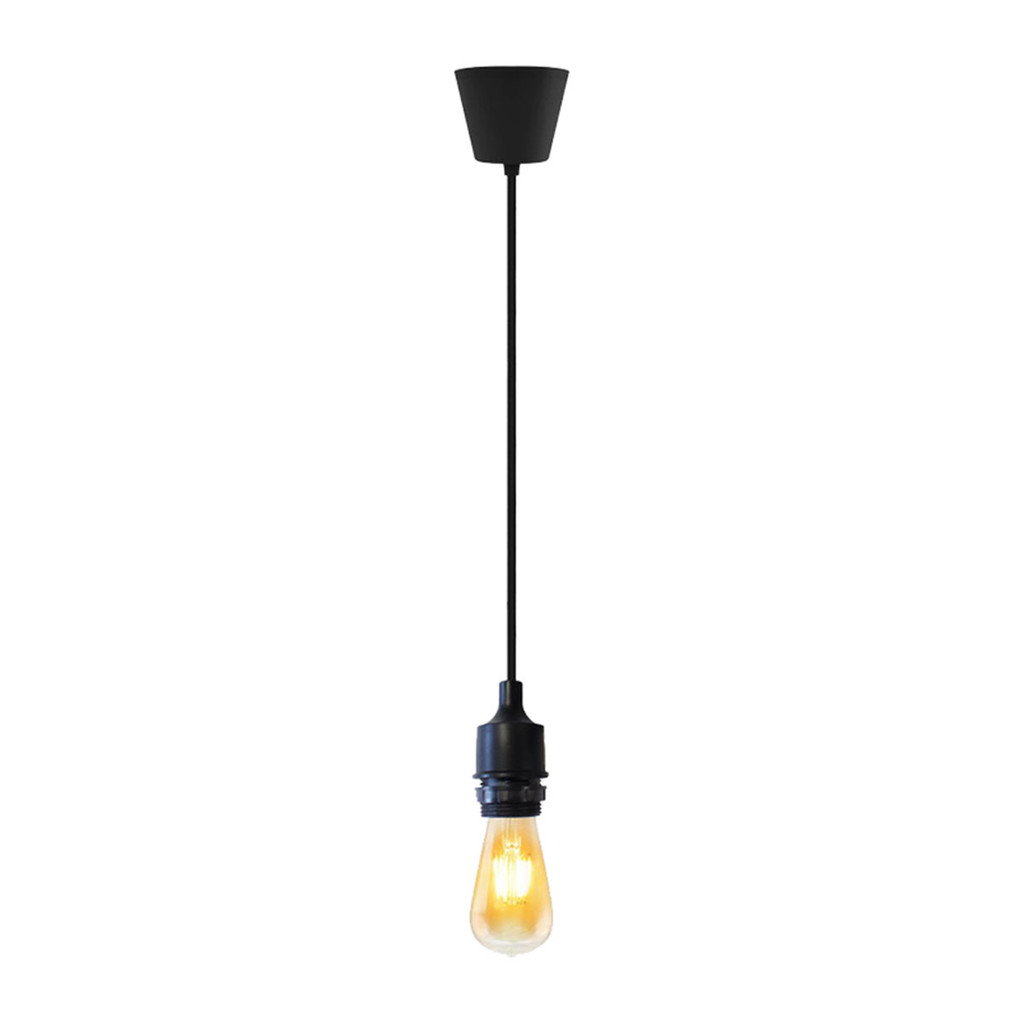 LUZINO ชุดขั้วหลอดไฟซิลิโคน (E27x1) รุ่น WS-002-BK ขนาด 4 x 4 x 100 ซม. สีดำ
