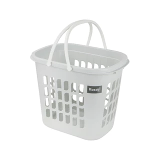 KASSA HOME ตะกร้าเหลี่ยมพร้อมหูหิ้ว พลาสติก รุ่น 4211 ขนาด 32.5 x 46 x 37.5 ซม. สีเทา