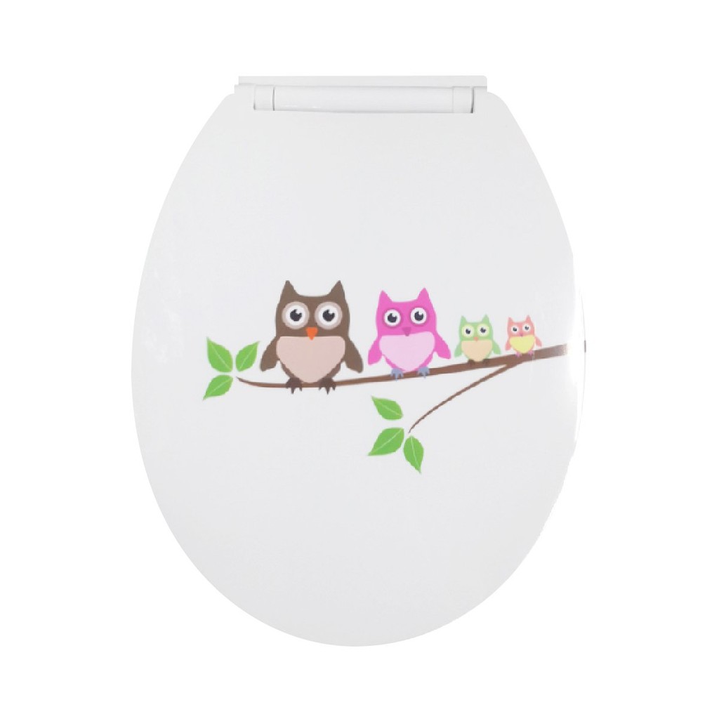 KASSA ฝารองนั่งพลาสติก ทรงกลม พิมพ์ลาย รุ่น KS-HTC3709-OWL สีลายนกฮูก