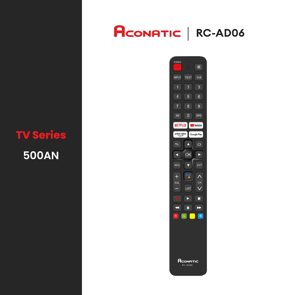 ACONATIC รีโมททีวี รุ่น RC-AD06 (Android) Series.500 สำหรับรุ่น 32HS500AN 43HS500AN 50US500AN 55US50